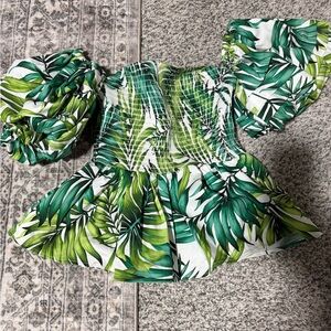 Autumn Adeigbo Green Leaf Print women’s top
